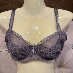 BS:  Freya Sheer Lace Bra  Grayish Lavender Sz 32DDD